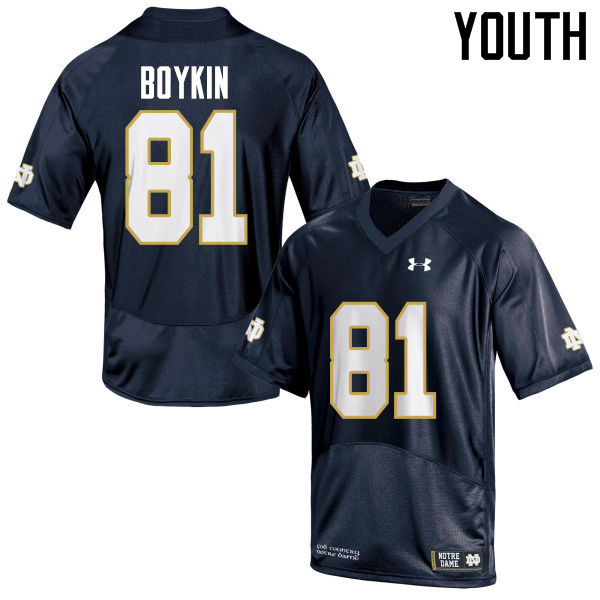 Youth #81 Miles Boykin Notre Dame Fighting Irish College Football Jerseys-Navy Blue